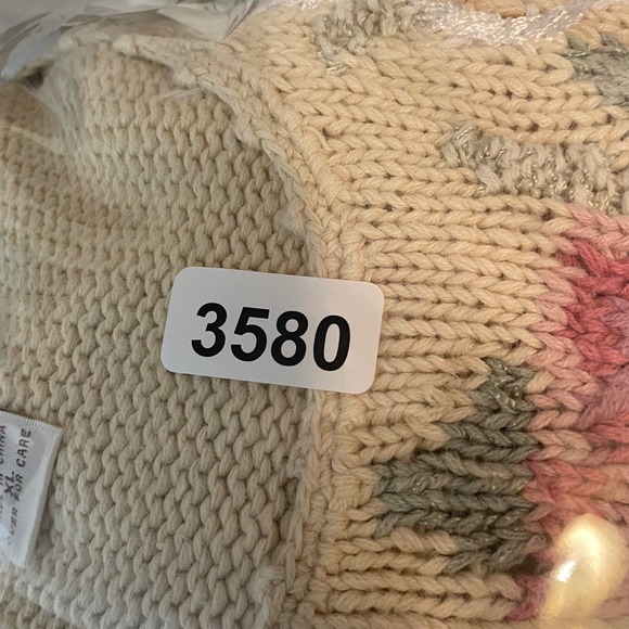 Vintage Casual Corner Floral Knit Sweater XL Cream Pearl Embellished Grandma - Picture 8 of 8